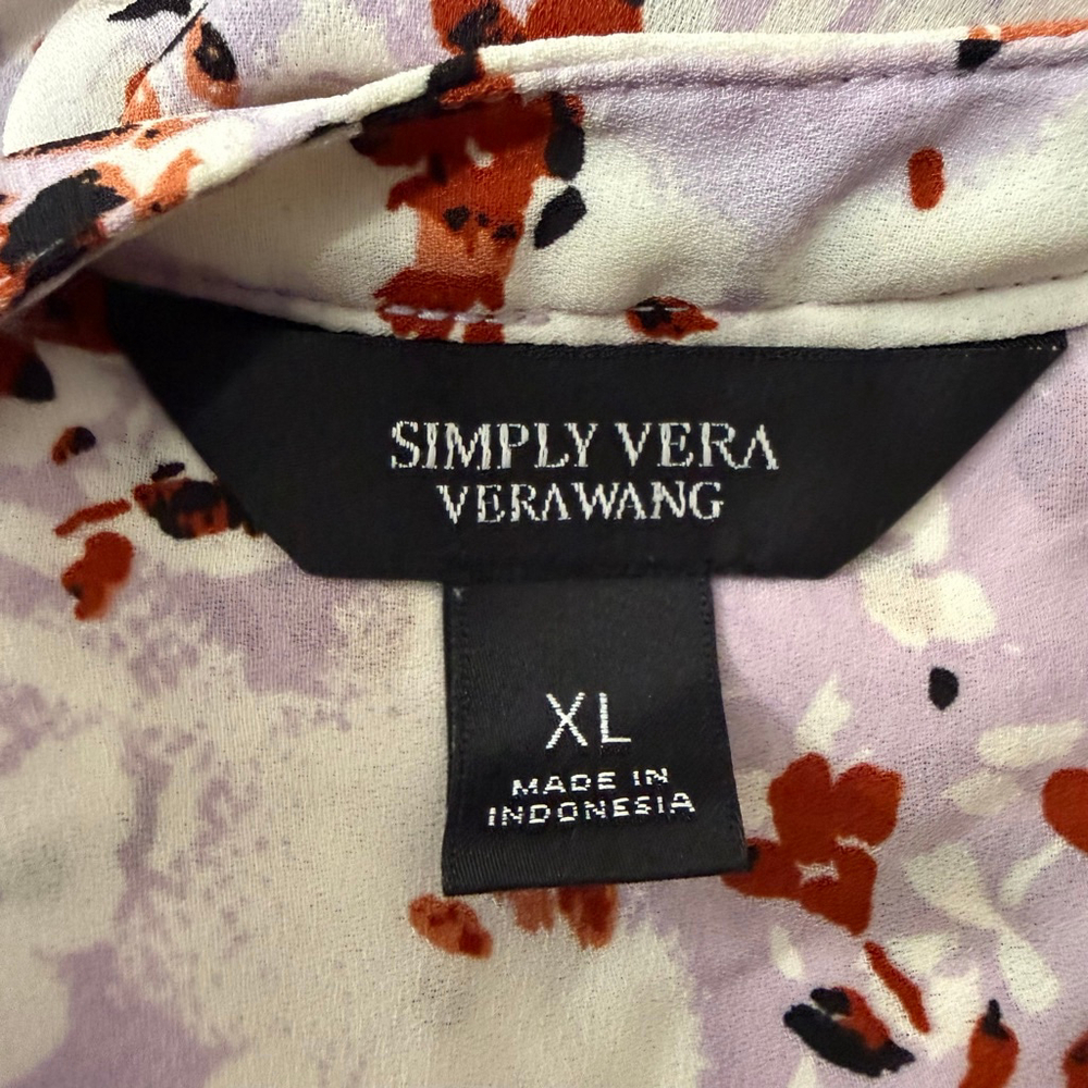 Simply Vera Vera Wang XL Floral Blouse Lavender High Low Top - Picture 7 of 9